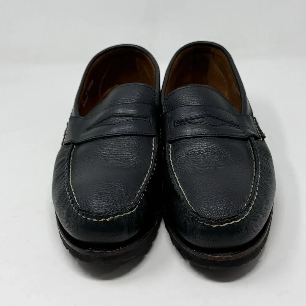 Allen Edmonds Hampton Penny Loafers Mens 12 E Wide Black Leather Lug Sole Casual